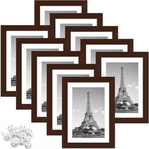 5x7 Picture Frame Set of 10, Display Pictures 4x6 with Mat or 5x7 Without Mat